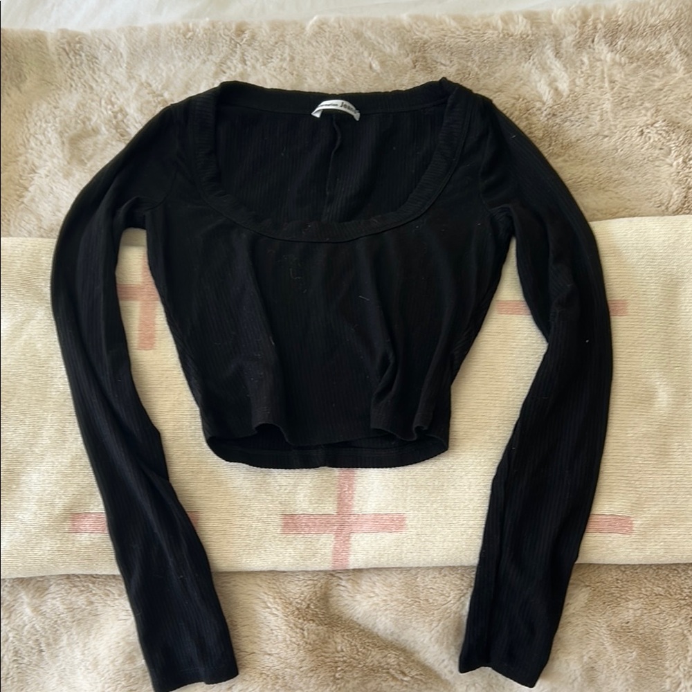 Reformation Black Fitted Cropped long sleeve